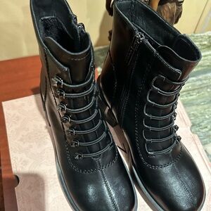 Bonavi trendy black Combat leather  boots, sizes 38 & 39
